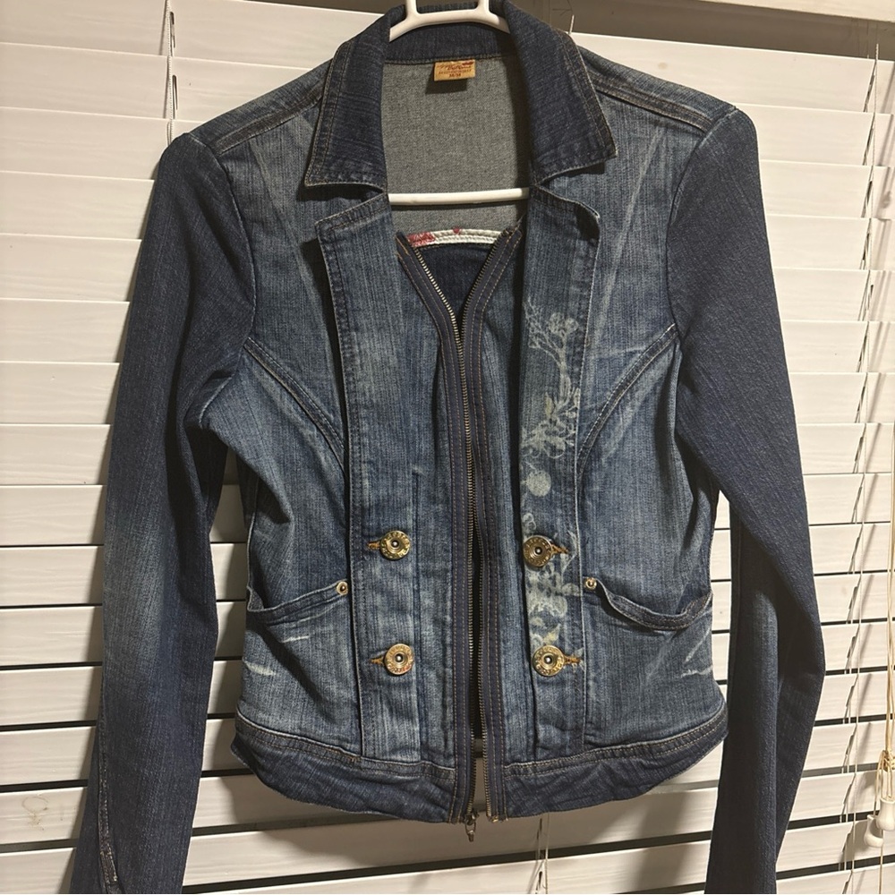 🧿SOLD🧿Y2K Apple Bottoms Metallic Dragon Denim Blue Jean Jacket Vintage